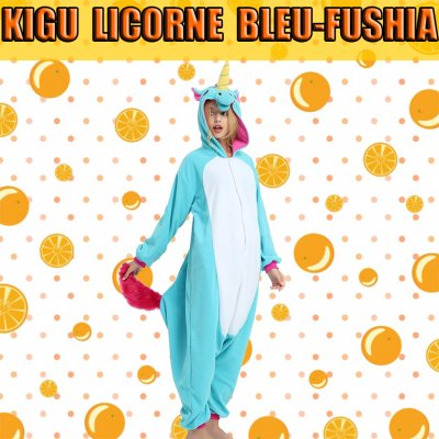 kigurumi licorne bleue - fushia